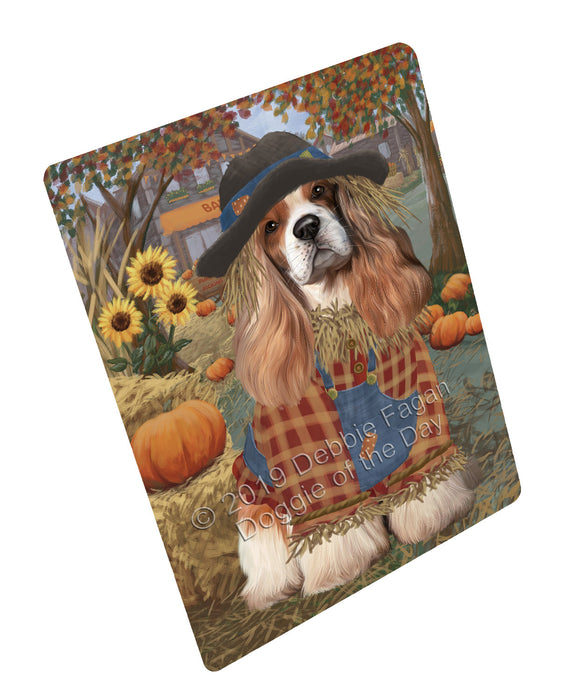 Halloween 'Round Town And Fall Pumpkin Scarecrow Both Cocker Spaniel Dogs Cutting Board C77287