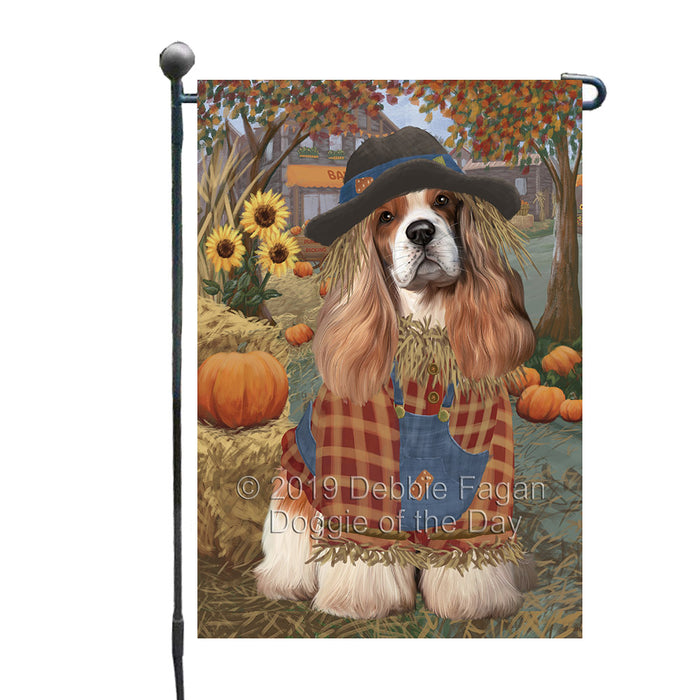 Halloween 'Round Town And Fall Pumpkin Scarecrow Both Cocker Spaniel Dogs Garden Flag GFLG65652