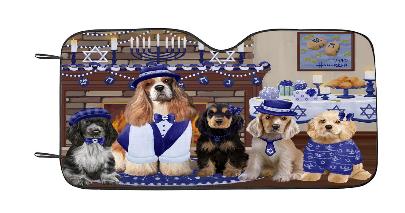 Happy Hanukkah Family Cocker Spaniel Dogs Car Sun Shade
