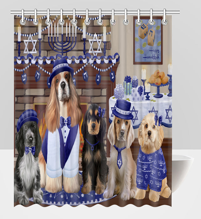 Happy Hanukkah Family Cocker Spaniel Dogs Shower Curtain
