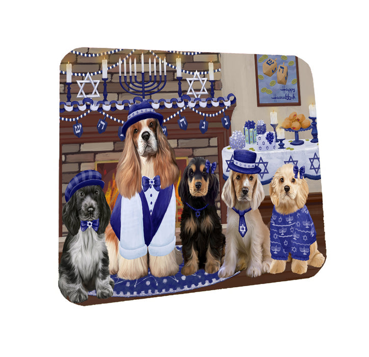 Happy Hanukkah Family Cocker Spaniel Dogs Coasters Set of 4 CSTA57569