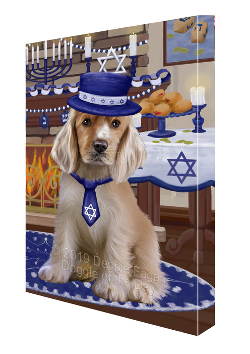 Happy Hanukkah Family and Happy Hanukkah Both Cocker Spaniel Dog Canvas Print Wall Art Décor CVS140606