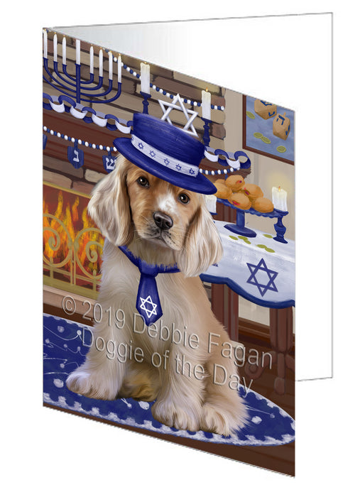 Happy Hanukkah Cocker Spaniel Dog Handmade Artwork Assorted Pets Greeting Cards and Note Cards with Envelopes for All Occasions and Holiday Seasons GCD78353
