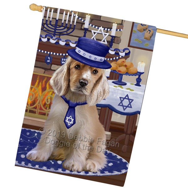 Happy Hanukkah Family and Happy Hanukkah Both Cocker Spaniel Dog House Flag FLG65769