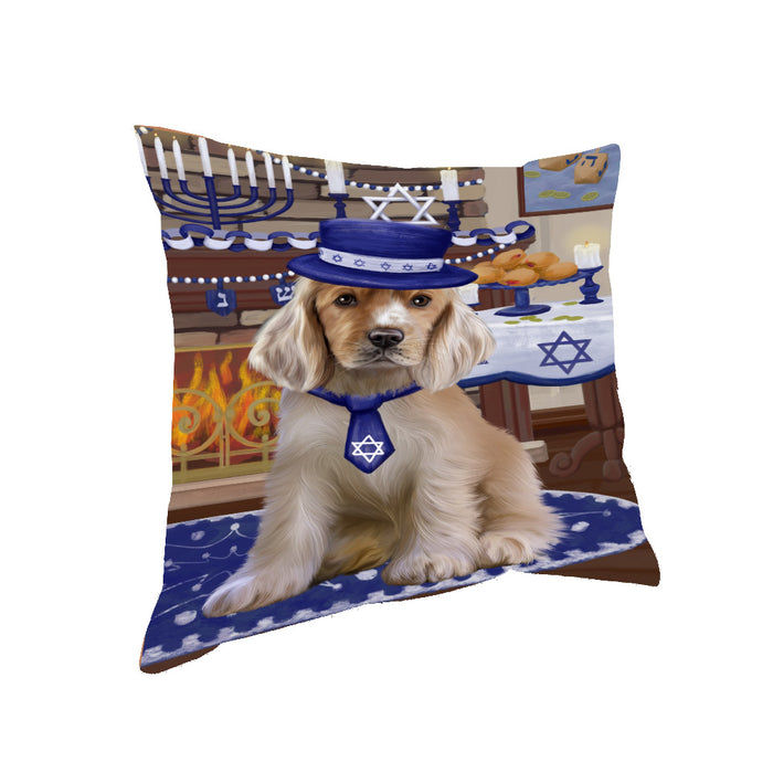 Happy Hanukkah Family and Happy Hanukkah Both Cocker Spaniel Dog Pillow PIL83076
