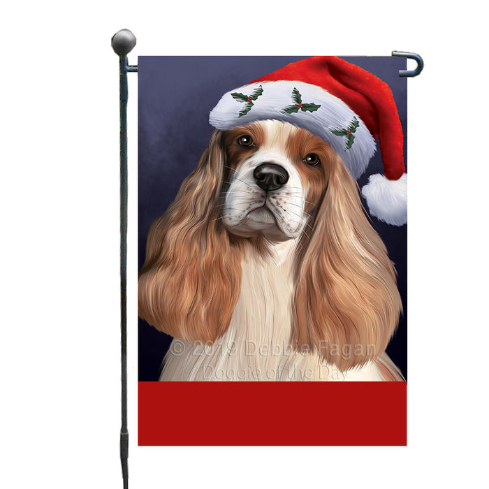 Personalized Christmas Holidays Cocker Spaniel Dog Wearing Santa Hat Portrait Head Custom Garden Flags GFLG-DOTD-A59822