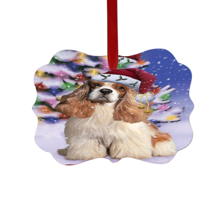 Winterland Wonderland Cocker Spaniel Dog In Christmas Holiday Scenic Background Double-Sided Photo Benelux Christmas Ornament LOR49561