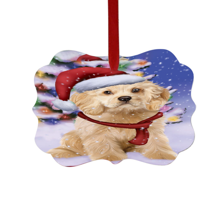 Winterland Wonderland Cocker Spaniel Dog In Christmas Holiday Scenic Background Double-Sided Photo Benelux Christmas Ornament LOR49562