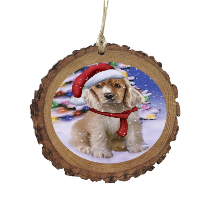 Winterland Wonderland Cocker Spaniel Dog In Christmas Holiday Scenic Background Wooden Christmas Ornament WOR49563