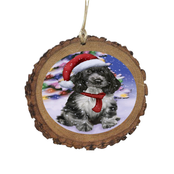 Winterland Wonderland Cocker Spaniel Dog In Christmas Holiday Scenic Background Wooden Christmas Ornament WOR49564