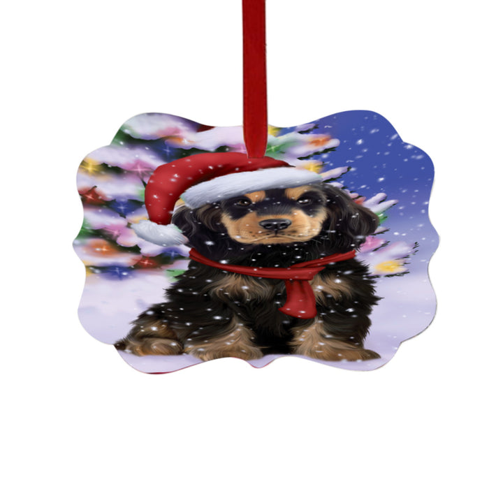 Winterland Wonderland Cocker Spaniel Dog In Christmas Holiday Scenic Background Double-Sided Photo Benelux Christmas Ornament LOR49565