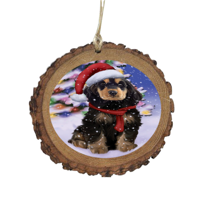 Winterland Wonderland Cocker Spaniel Dog In Christmas Holiday Scenic Background Wooden Christmas Ornament WOR49565