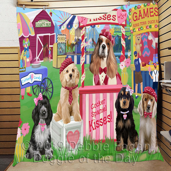 Carnival Kissing Booth Cocker Spaniel Dogs Quilt