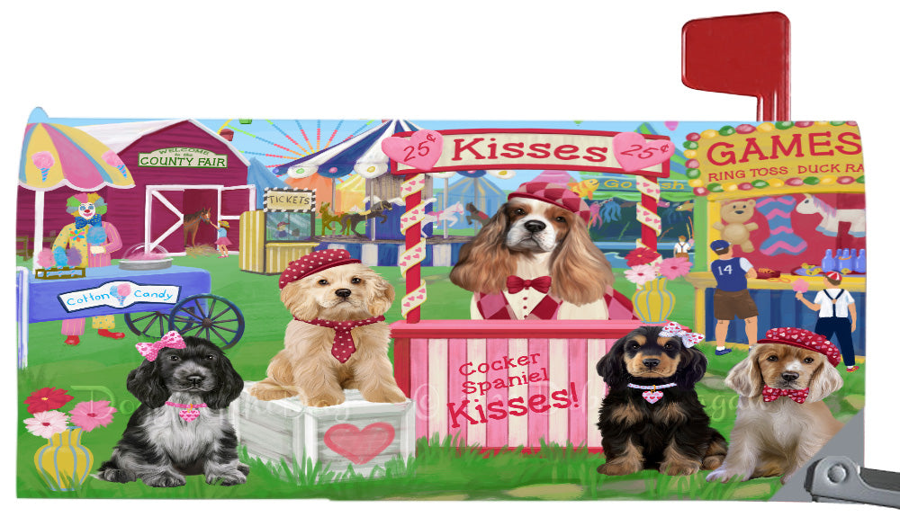Carnival Kissing Booth Cocker Spaniel Dogs Magnetic Mailbox Cover Both Sides Pet Theme Printed Decorative Letter Box Wrap Case Postbox Thick Magnetic Vinyl Material