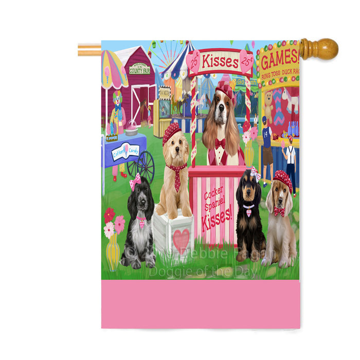 Personalized Carnival Kissing Booth Cocker Spaniel Dogs Custom House Flag FLG63601