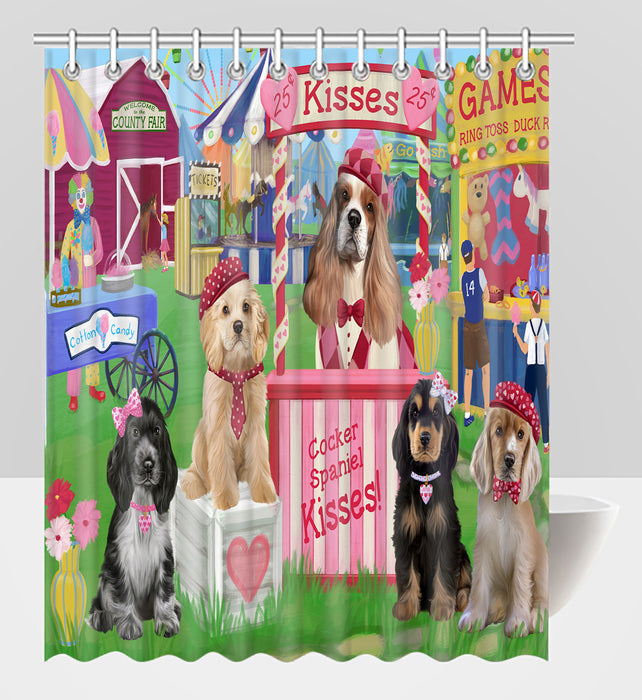 Carnival Kissing Booth Cocker Spaniel Dogs Shower Curtain