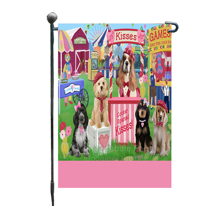 Personalized Carnival Kissing Booth Cocker Spaniel Dogs Custom Garden Flag GFLG64277