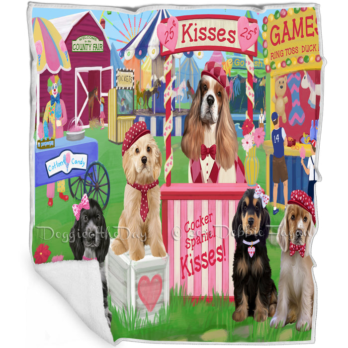 Carnival Kissing Booth Cocker Spaniels Dog Blanket BLNKT121890