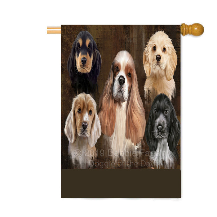 Personalized Rustic 5 Cocker Spaniel Dogs Custom House Flag FLG-DOTD-A62611
