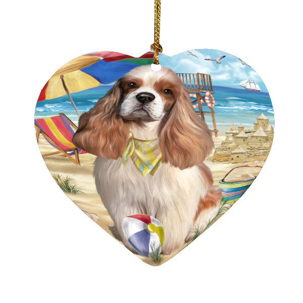 Pet Friendly Beach Cocker Spaniel Dog  Heart Christmas Ornament HPORA58893