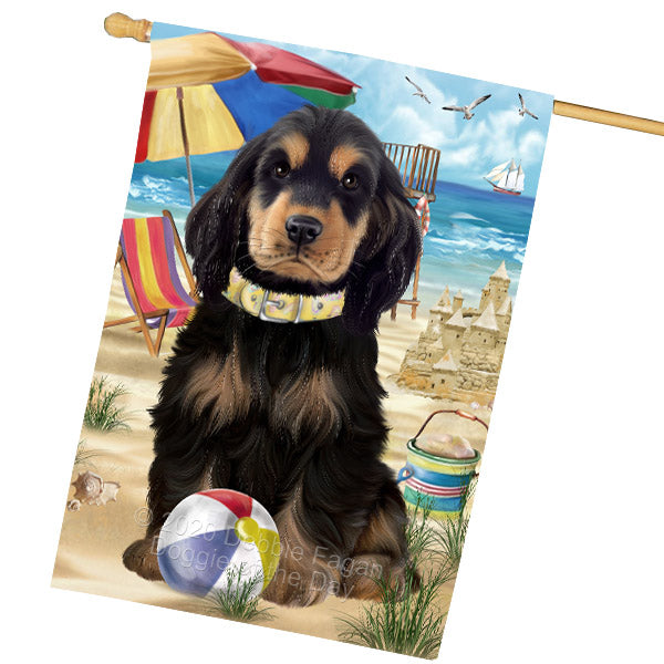 Pet Friendly Beach Cocker Spaniel Dog House Flag Outdoor Decorative Double Sided Pet Portrait Weather Resistant Premium Quality Animal Printed Home Decorative Flags 100% Polyester FLG68903