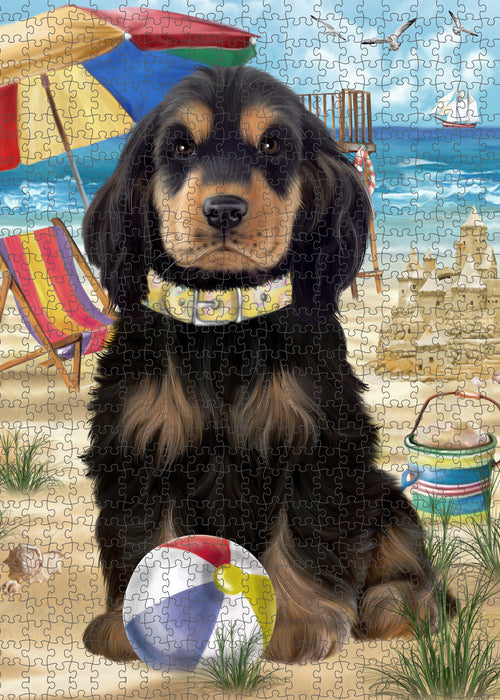 Pet Friendly Beach Cocker Spaniel Dog Portrait Jigsaw Puzzle for Adults Animal Interlocking Puzzle Game Unique Gift for Dog Lover's with Metal Tin Box PZL434