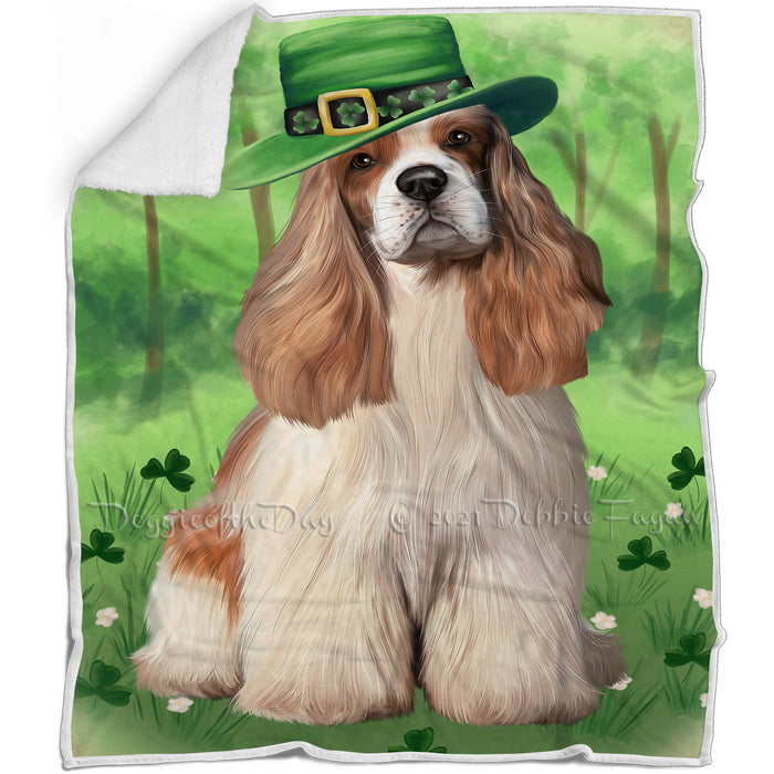 St. Patricks Day Irish Portrait Cocker Spaniel Dog Blanket BLNKT132609