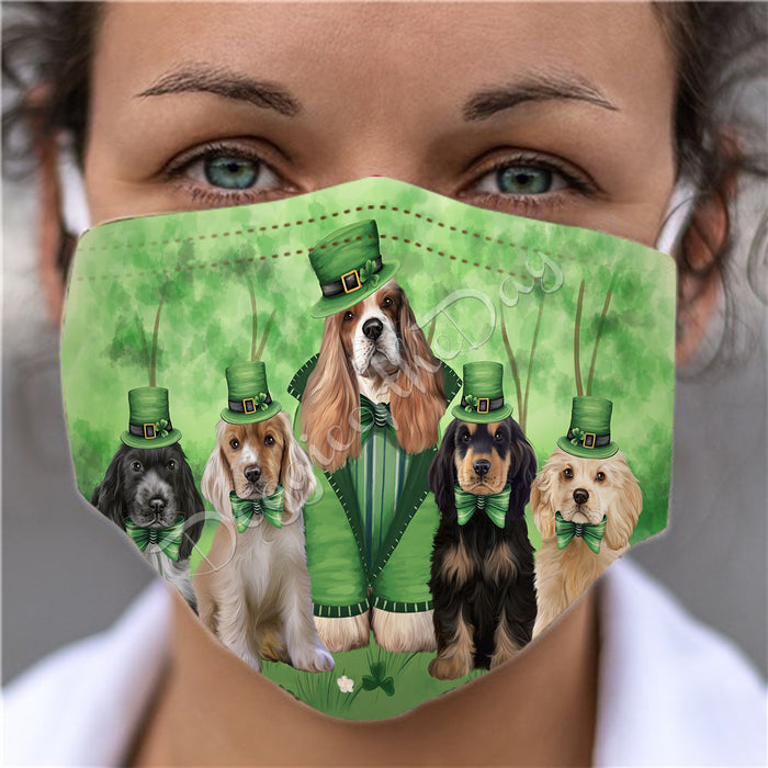 St. Patricks Day Irish Cocker Spaniel Dogs Face Mask FM50144