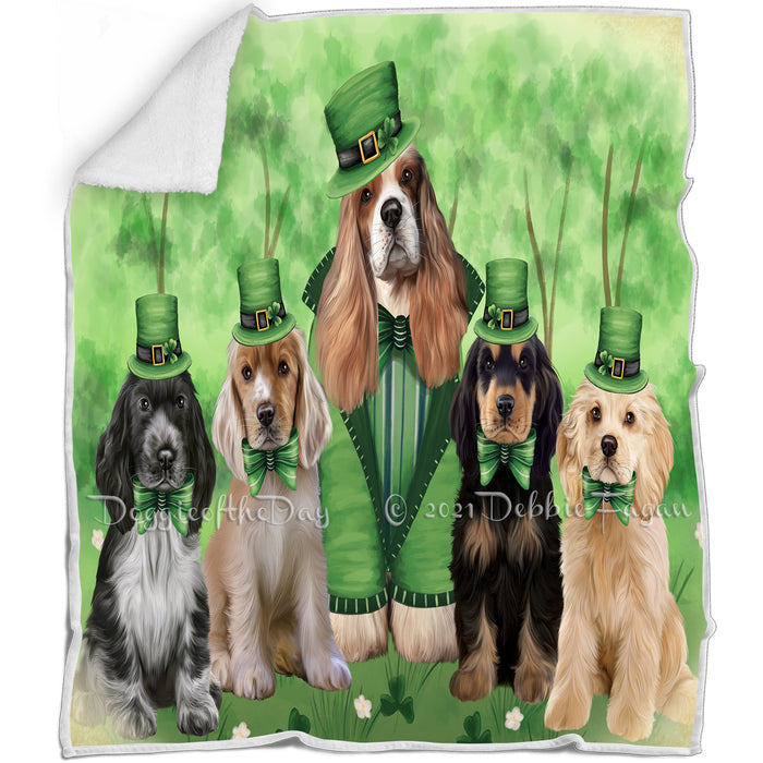 St. Patricks Day Irish Portrait Cocker Spaniel Dogs Blanket BLNKT132618