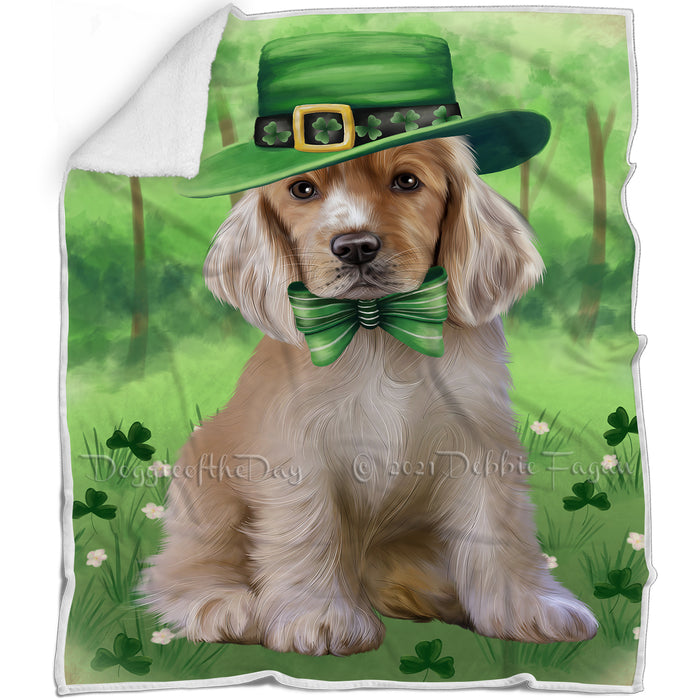 St. Patricks Day Irish Portrait Cocker Spaniel Dog Blanket BLNKT132627
