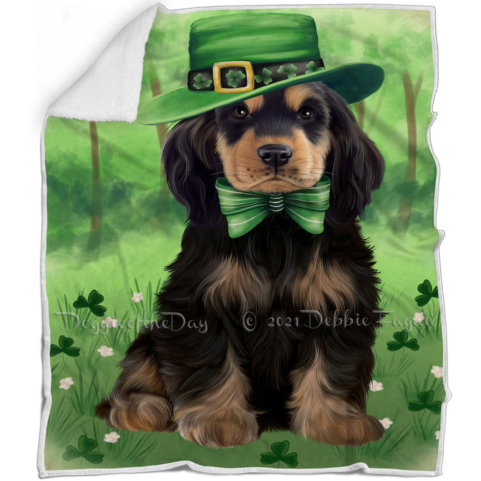 St. Patricks Day Irish Portrait Cocker Spaniel Dog Blanket BLNKT132636