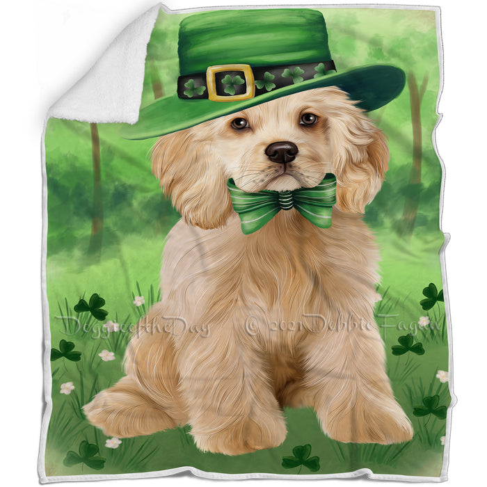 St. Patricks Day Irish Portrait Cocker Spaniel Dog Blanket BLNKT132645