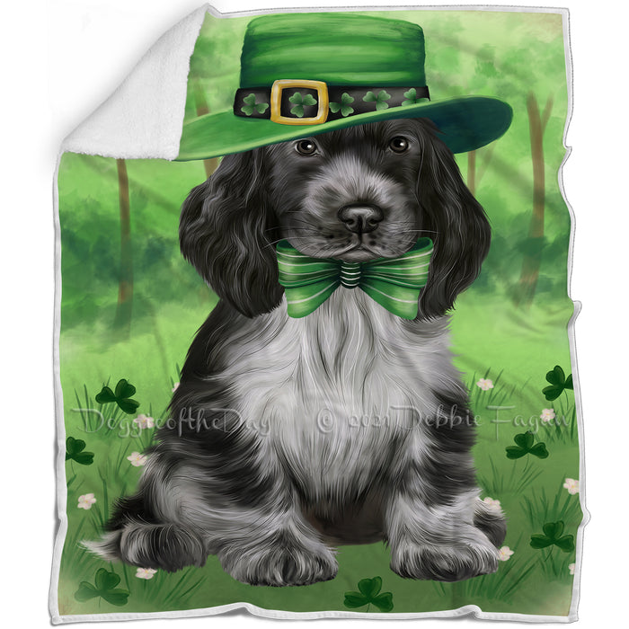 St. Patricks Day Irish Portrait Cocker Spaniel Dog Blanket BLNKT132654