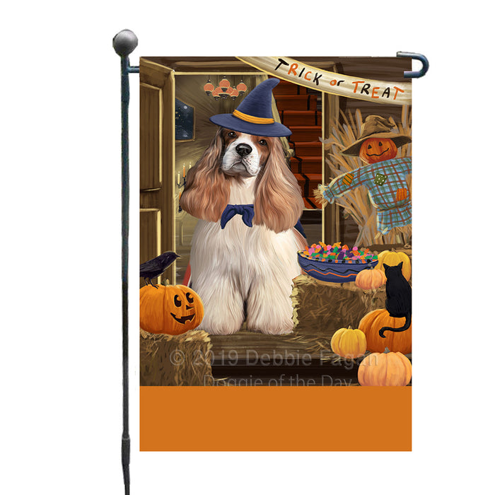 Personalized Enter at Own Risk Trick or Treat Halloween Cocker Spaniel Dog Custom Garden Flags GFLG-DOTD-A59556
