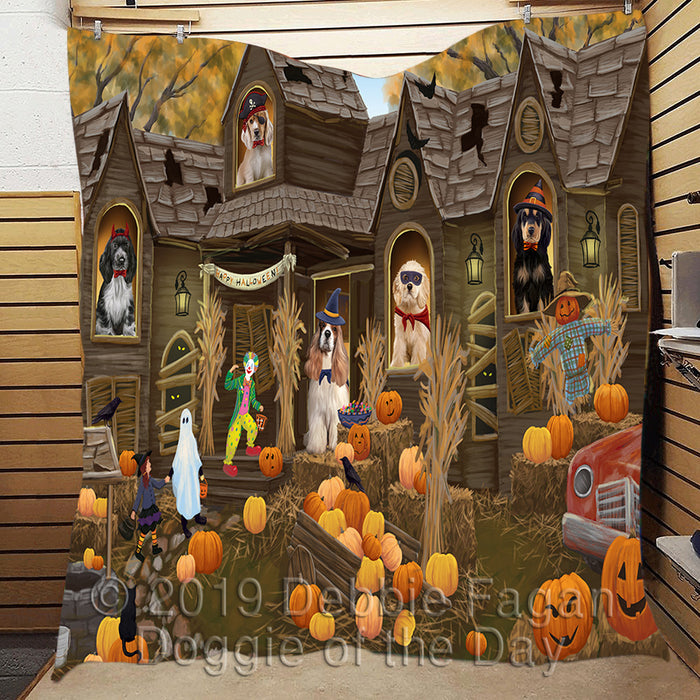 Haunted House Halloween Trick or Treat Cocker Spaniel Dogs Quilt