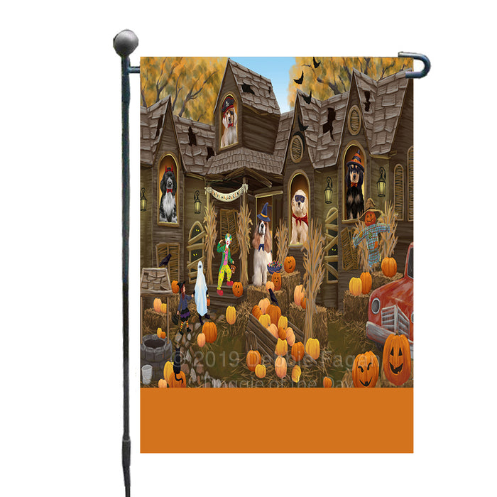 Personalized Haunted House Trick or Treat Halloween Cocker Spaniel Dogs Custom Garden Flags GFLG-DOTD-A59557