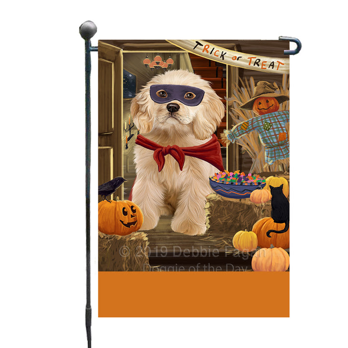 Personalized Enter at Own Risk Trick or Treat Halloween Cocker Spaniel Dog Custom Garden Flags GFLG-DOTD-A59558