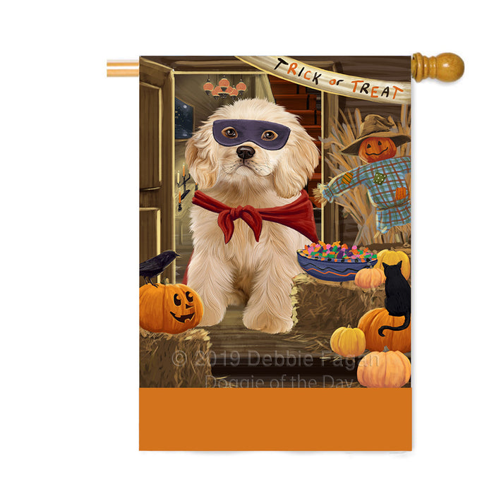 Personalized Enter at Own Risk Trick or Treat Halloween Cocker Spaniel Dog Custom House Flag FLG-DOTD-A59614
