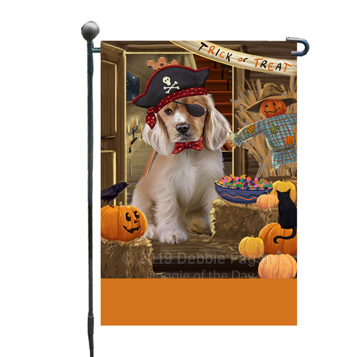 Personalized Enter at Own Risk Trick or Treat Halloween Cocker Spaniel Dog Custom Garden Flags GFLG-DOTD-A59559