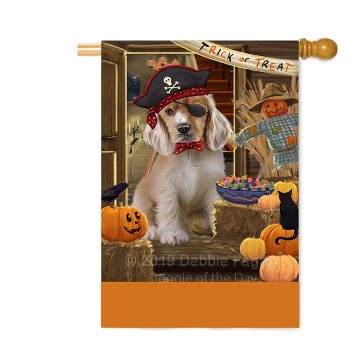 Personalized Enter at Own Risk Trick or Treat Halloween Cocker Spaniel Dog Custom House Flag FLG-DOTD-A59615