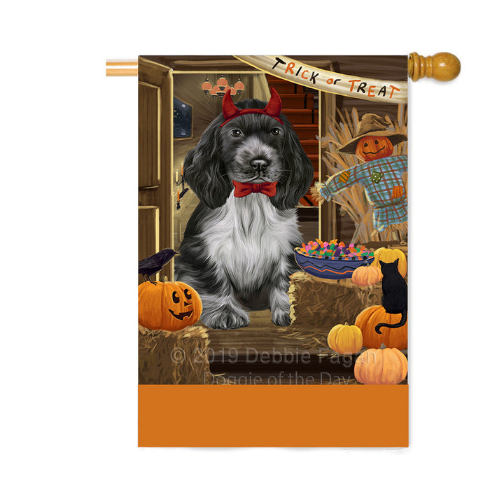 Personalized Enter at Own Risk Trick or Treat Halloween Cocker Spaniel Dog Custom House Flag FLG-DOTD-A59616