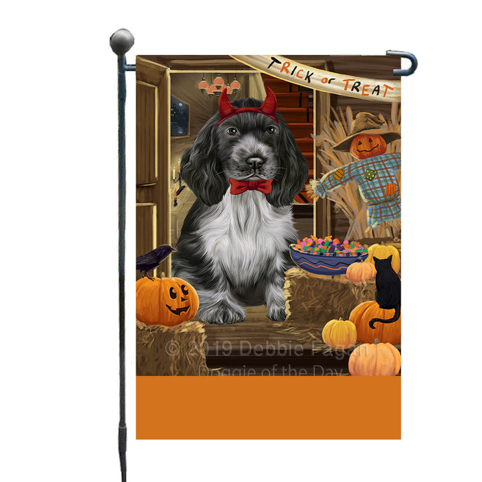 Personalized Enter at Own Risk Trick or Treat Halloween Cocker Spaniel Dog Custom Garden Flags GFLG-DOTD-A59560