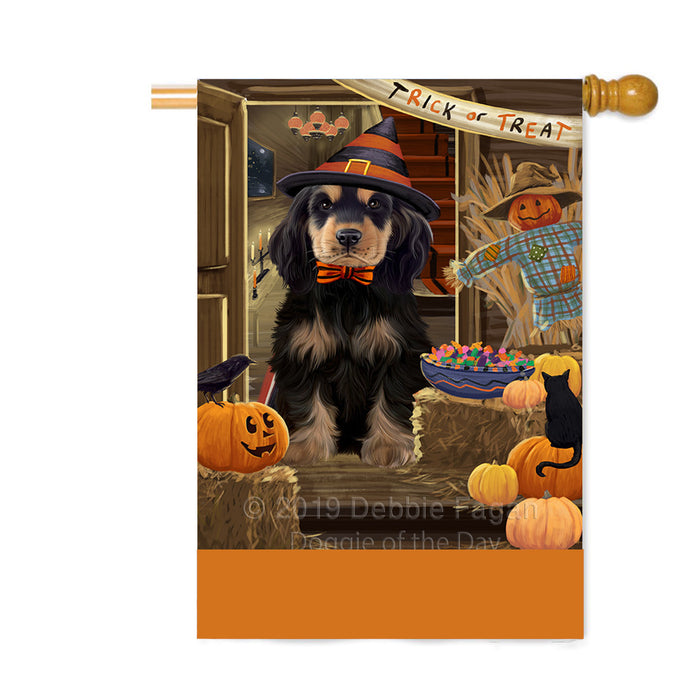 Personalized Enter at Own Risk Trick or Treat Halloween Cocker Spaniel Dog Custom House Flag FLG-DOTD-A59617