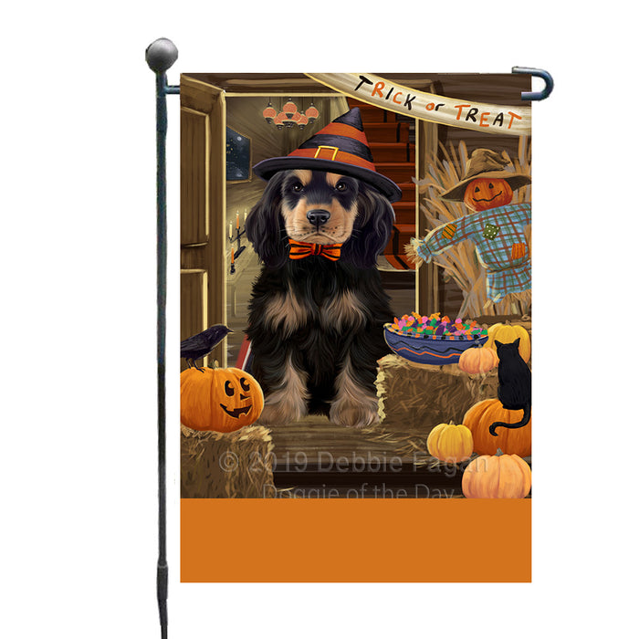 Personalized Enter at Own Risk Trick or Treat Halloween Cocker Spaniel Dog Custom Garden Flags GFLG-DOTD-A59561