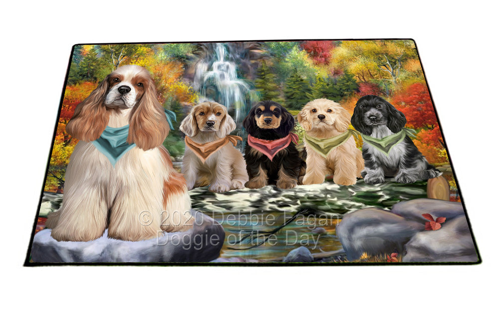Scenic Waterfall Cocker Spaniel Dogs Floormat FLMS55966