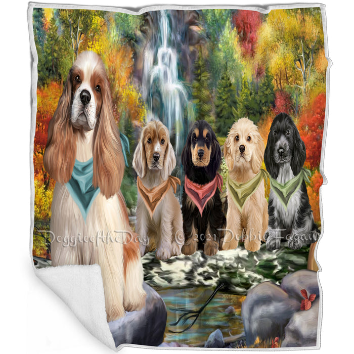 Scenic Waterfall Cocker Spaniel Dogs Blanket BLNKT142550