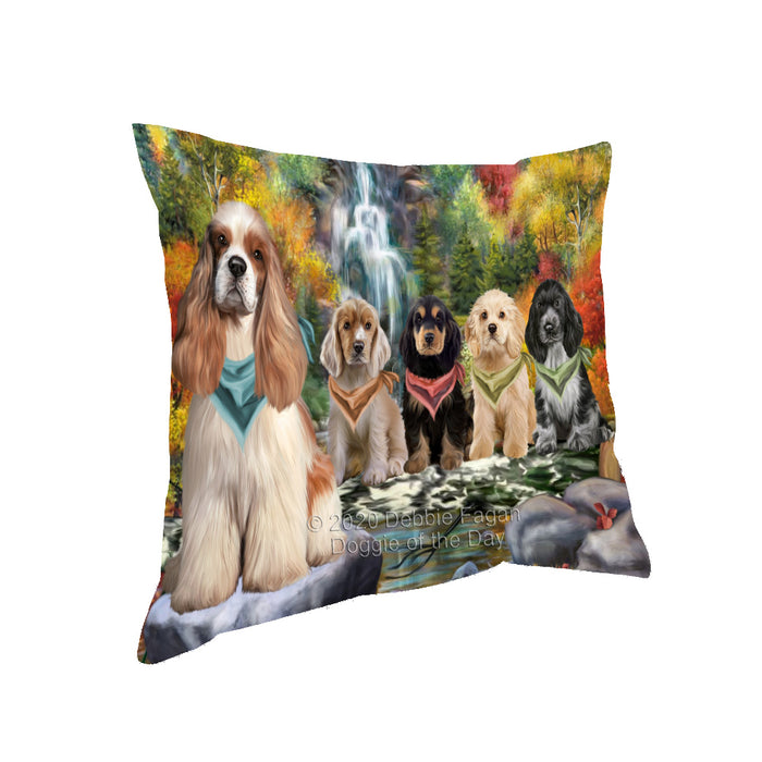 Scenic Waterfall Cocker Spaniel Dogs Pillow with Top Quality High-Resolution Images - Ultra Soft Pet Pillows for Sleeping - Reversible & Comfort - Ideal Gift for Dog Lover - Cushion for Sofa Couch Bed - 100% Polyester