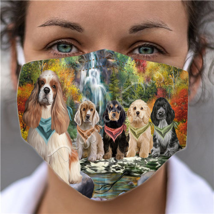Scenic Waterfall Cocker Spaniel Dogs Face Mask FM49293