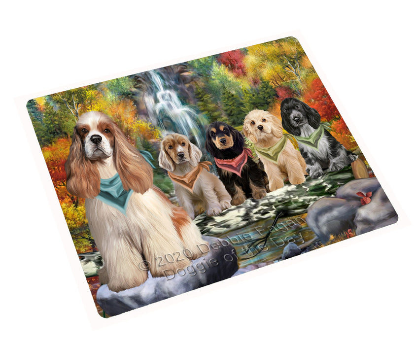 Scenic Waterfall Cocker Spaniel Dogs Cutting Board - For Kitchen - Scratch & Stain Resistant - Designed To Stay In Place - Easy To Clean By Hand - Perfect for Chopping Meats, Vegetables