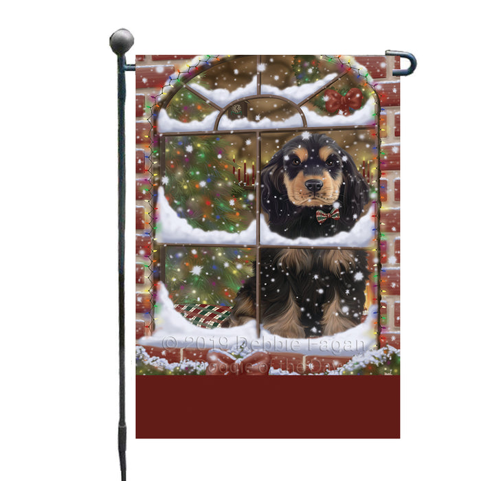 Personalized Please Come Home For Christmas Cocker Spaniel Dog Sitting In Window Custom Garden Flags GFLG-DOTD-A60156
